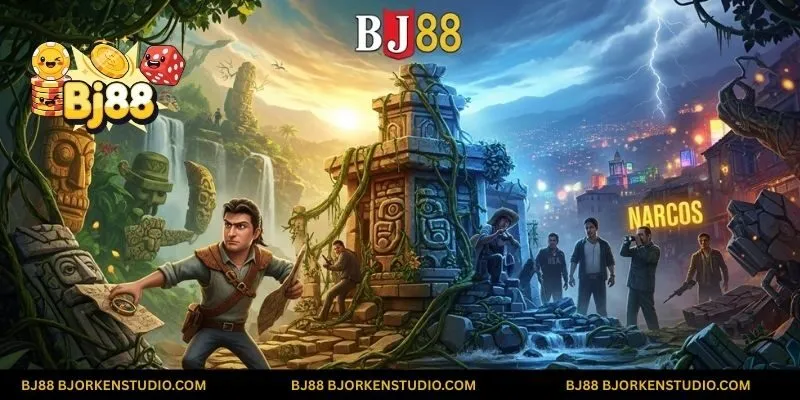 Từ cuộc phiêu lưu của Gonzo đến những trận chiến căng thẳng trong "Narcos", NetEnt mang đến những câu chuyện game đầy kịch tính tại BJ88! 🗺️🕵️‍♀️